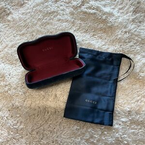 Gucci Blue and Burgundy Glasses case and bag